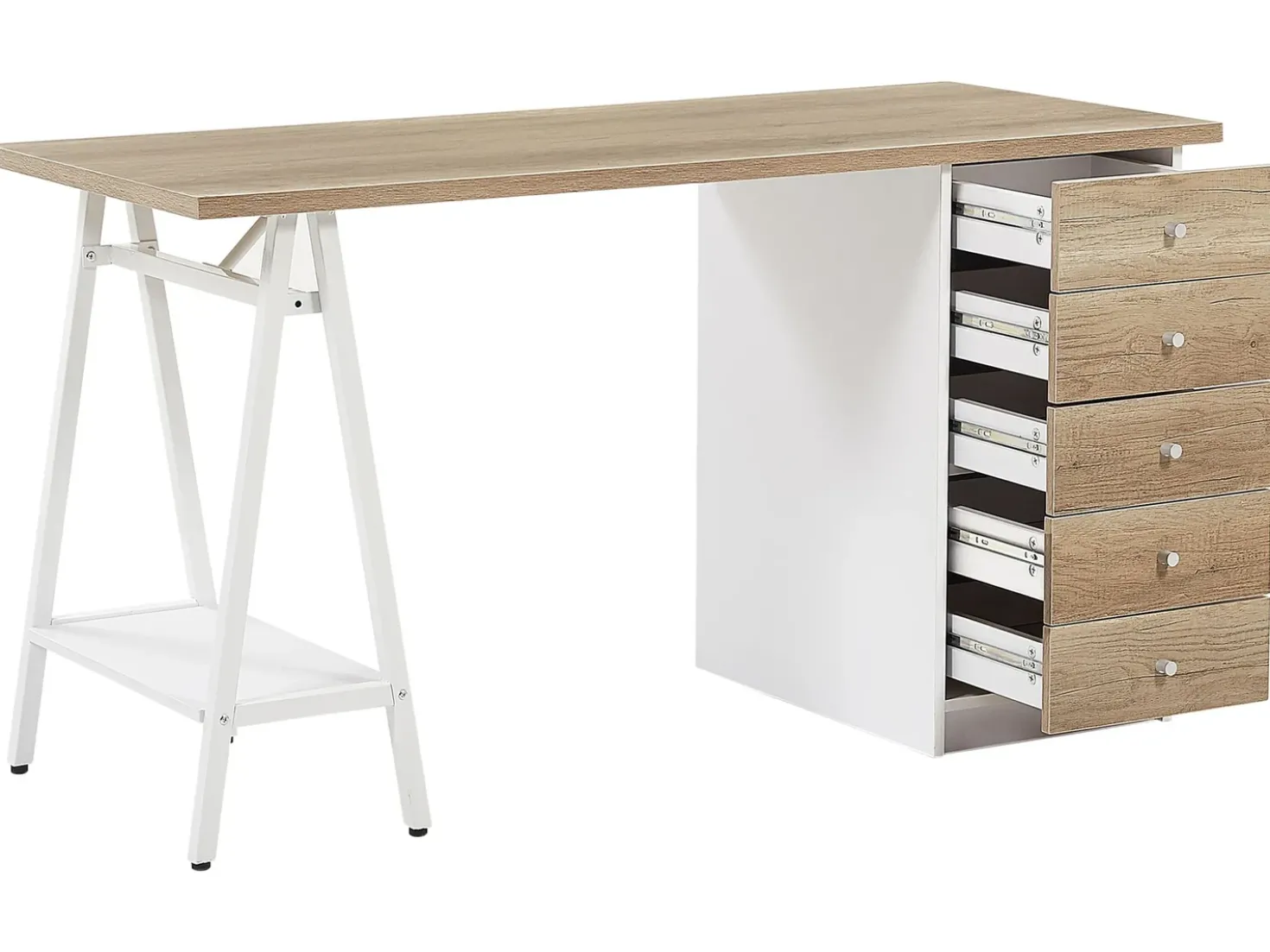 Scrivania HEBER Marrone/Bianco 140 cm 60 cm con Cassetti