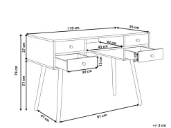 Scrivania LEVIN Bianco 110 cm 55 cm con Cassetti
