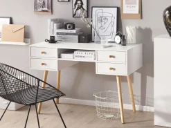 Scrivania LEVIN Bianco 110 cm 55 cm con Cassetti
