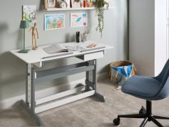 Scrivania manuale regolabile in altezza NANNUP Bianco 110 cm 53 cm