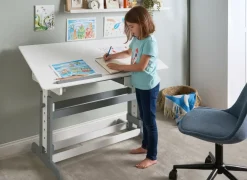 Scrivania manuale regolabile in altezza NANNUP Bianco 110 cm 53 cm