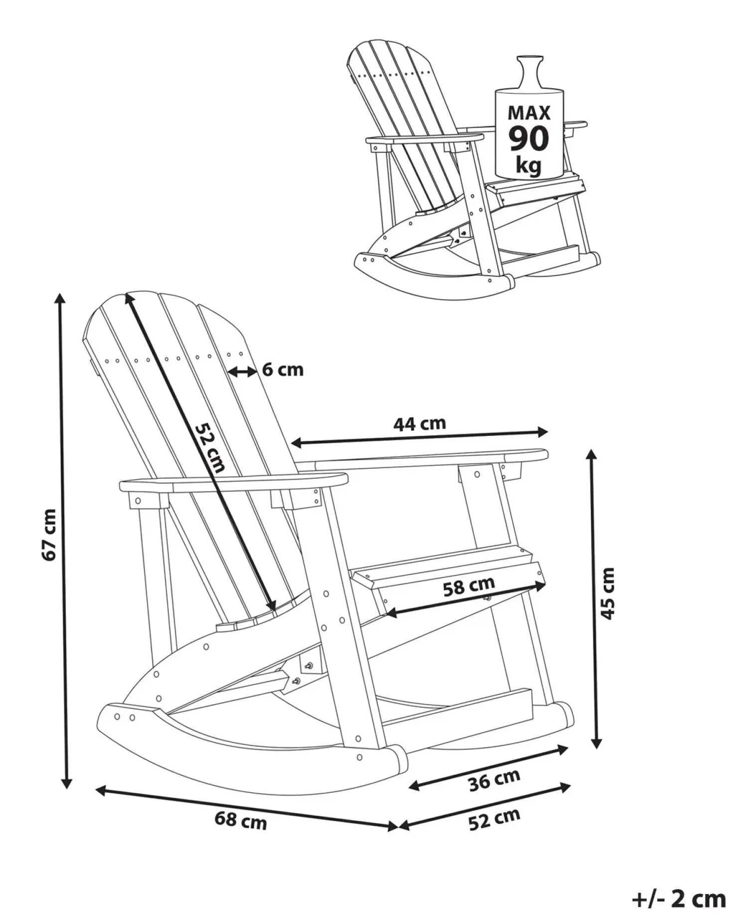 Sedia a dondolo da giardino per bambini ADIRONDACK Azzurro