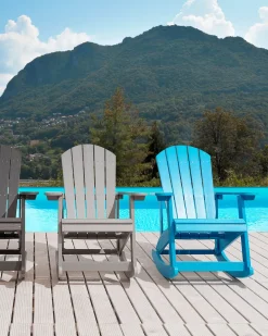 Sedia a dondolo da giardino ADIRONDACK Blu