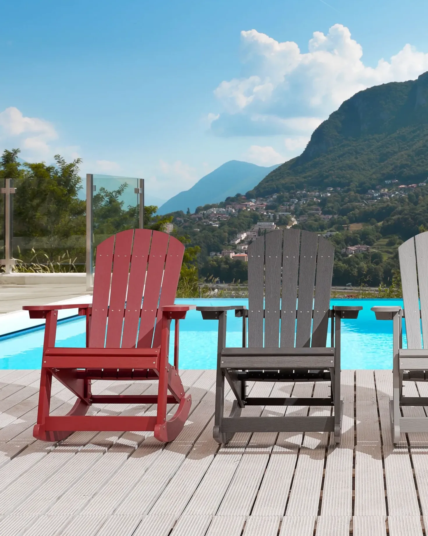 Sedia a dondolo da giardino ADIRONDACK Rosso