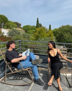 Sedia a dondolo da giardino TURI Metallo Tortora