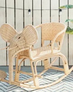 Sedia a dondolo per bambini Elefante AMPOLLINO Rattan Naturale
