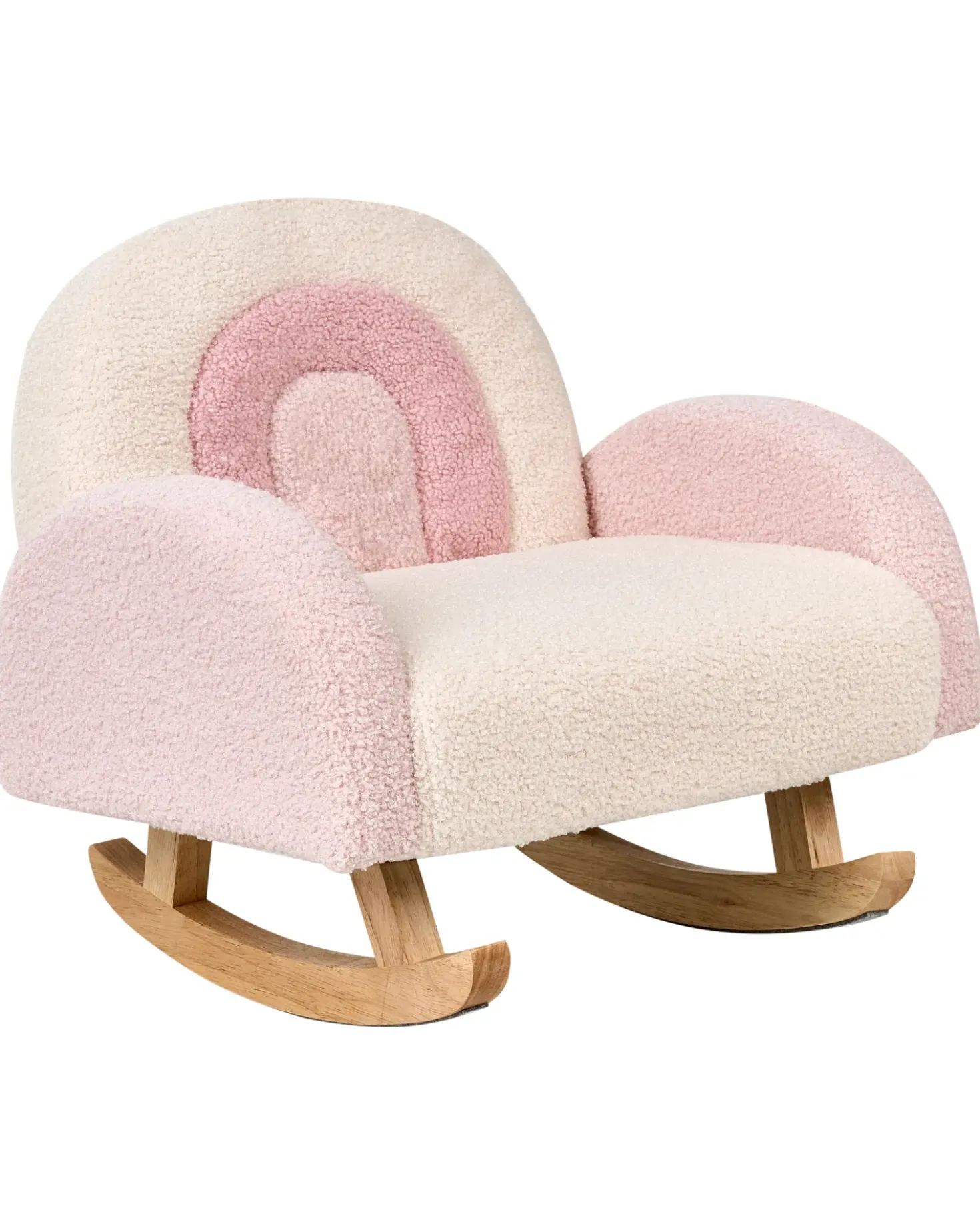 Sedia a dondolo per bambini Arcobaleno OMBO Bouclé Rosa pastello