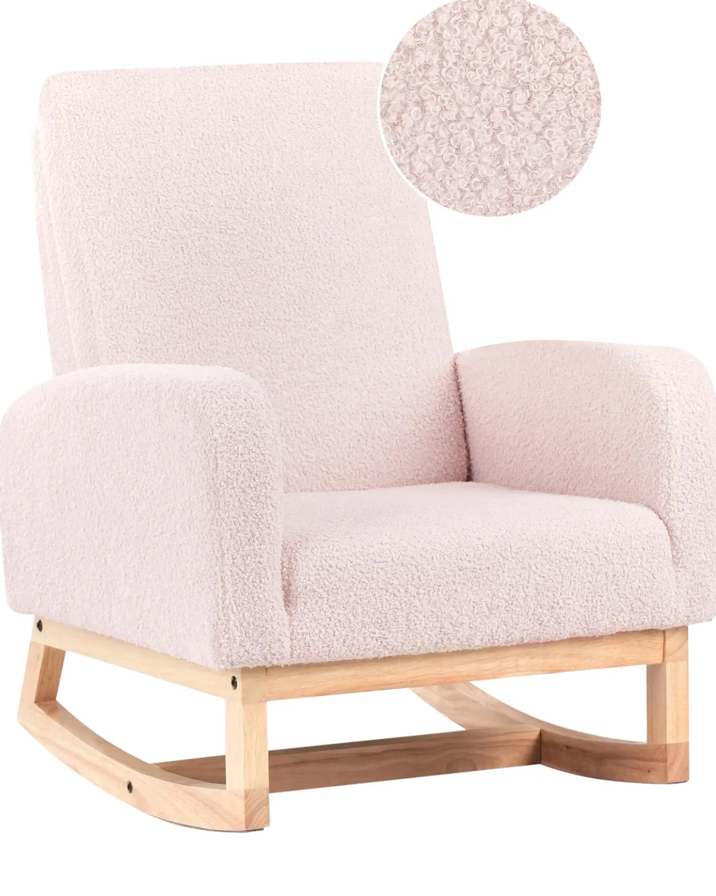 Sedia a dondolo per bambini NORBY Bouclé Rosa pastello