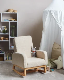 Sedia a dondolo per bambini NORBY Bouclé Beige chiaro