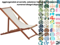 Sedia a sdraio pieghevole ANZIO con Tessuti di Ricambio Legno d'acacia Marrone scuro