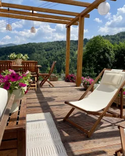Sedia a sdraio pieghevole AVELLINO Legno d'acacia Bianco sporco