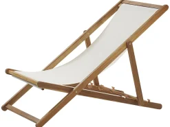 Sedia a sdraio pieghevole ANZIO con Tessuti di Ricambio Legno d'acacia Marrone chiaro