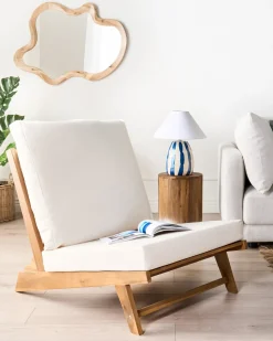 Sedia con cuscino MICCIANO Legno d'acacia Bianco sporco