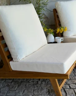 Sedia con cuscino MICCIANO Legno d'acacia Bianco sporco