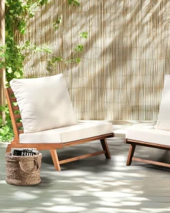 Sedia con cuscino MICCIANO Legno d'acacia Bianco sporco