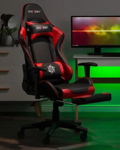 Sedia da gaming VICTORY Pelle sintetica Rosso