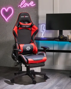 Sedia da gaming VICTORY Pelle sintetica Rosso