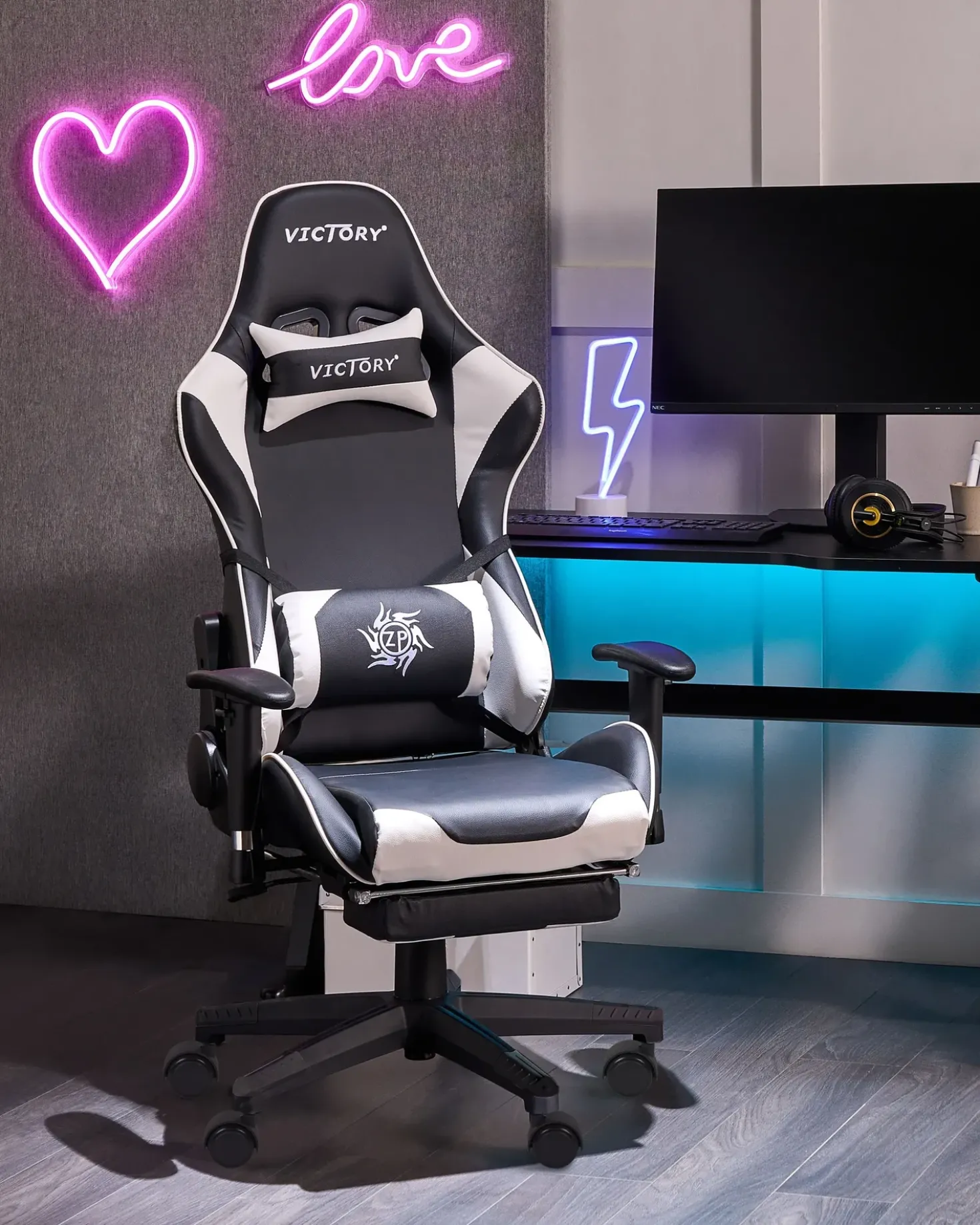 Sedia da gaming VICTORY Pelle sintetica Bianco