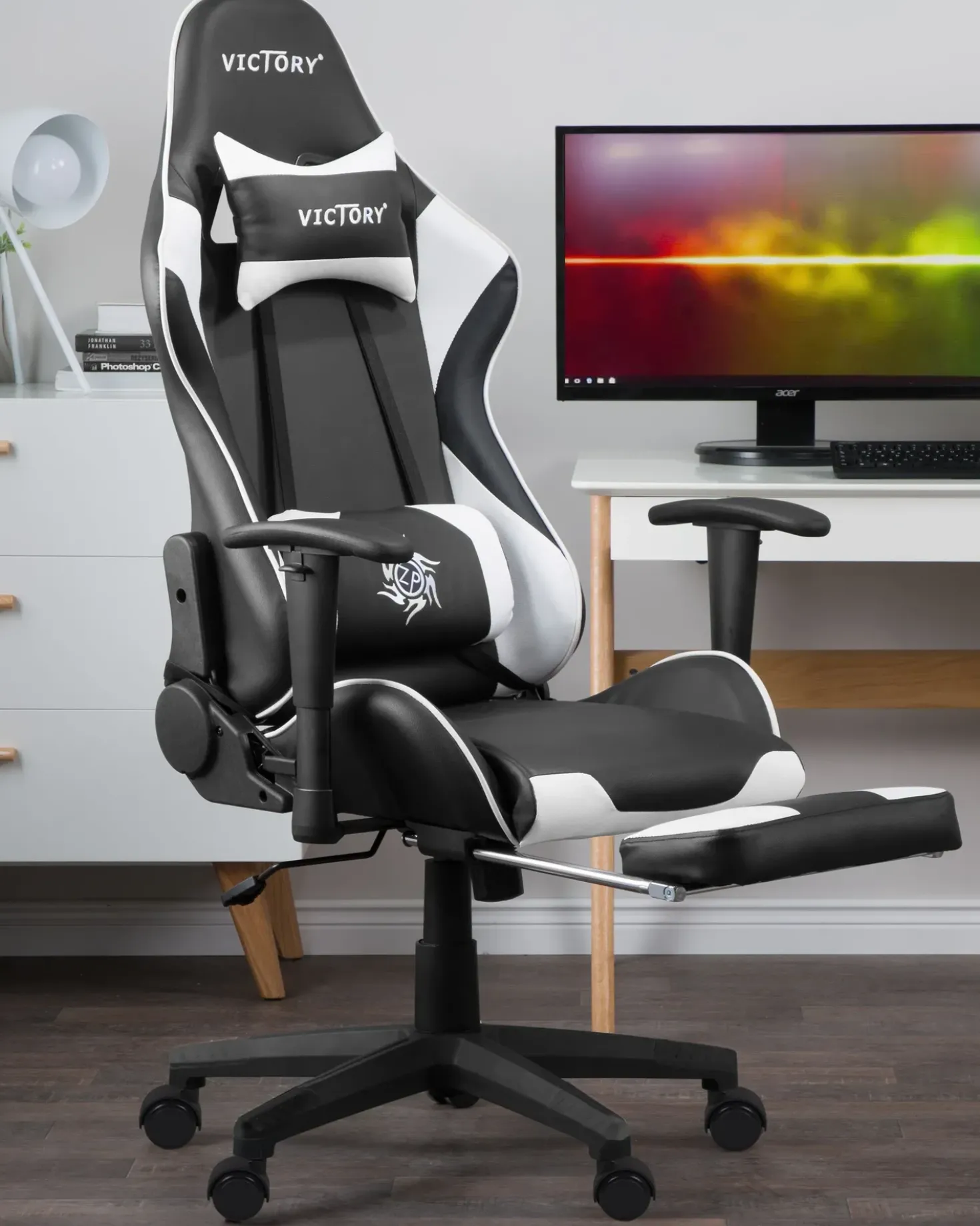 Sedia da gaming VICTORY Pelle sintetica Bianco