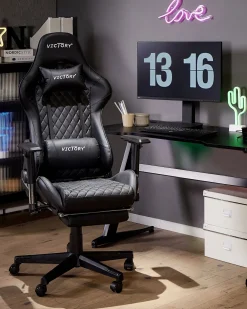 Sedia da gaming VICTORY Pelle sintetica Nero