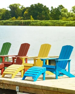 Sedia da giardino ADIRONDACK con poggiapiedi Blu