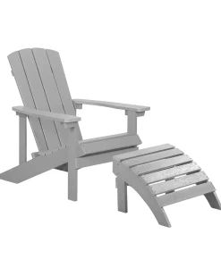 Sedia da giardino ADIRONDACK con poggiapiedi Grigio chiaro
