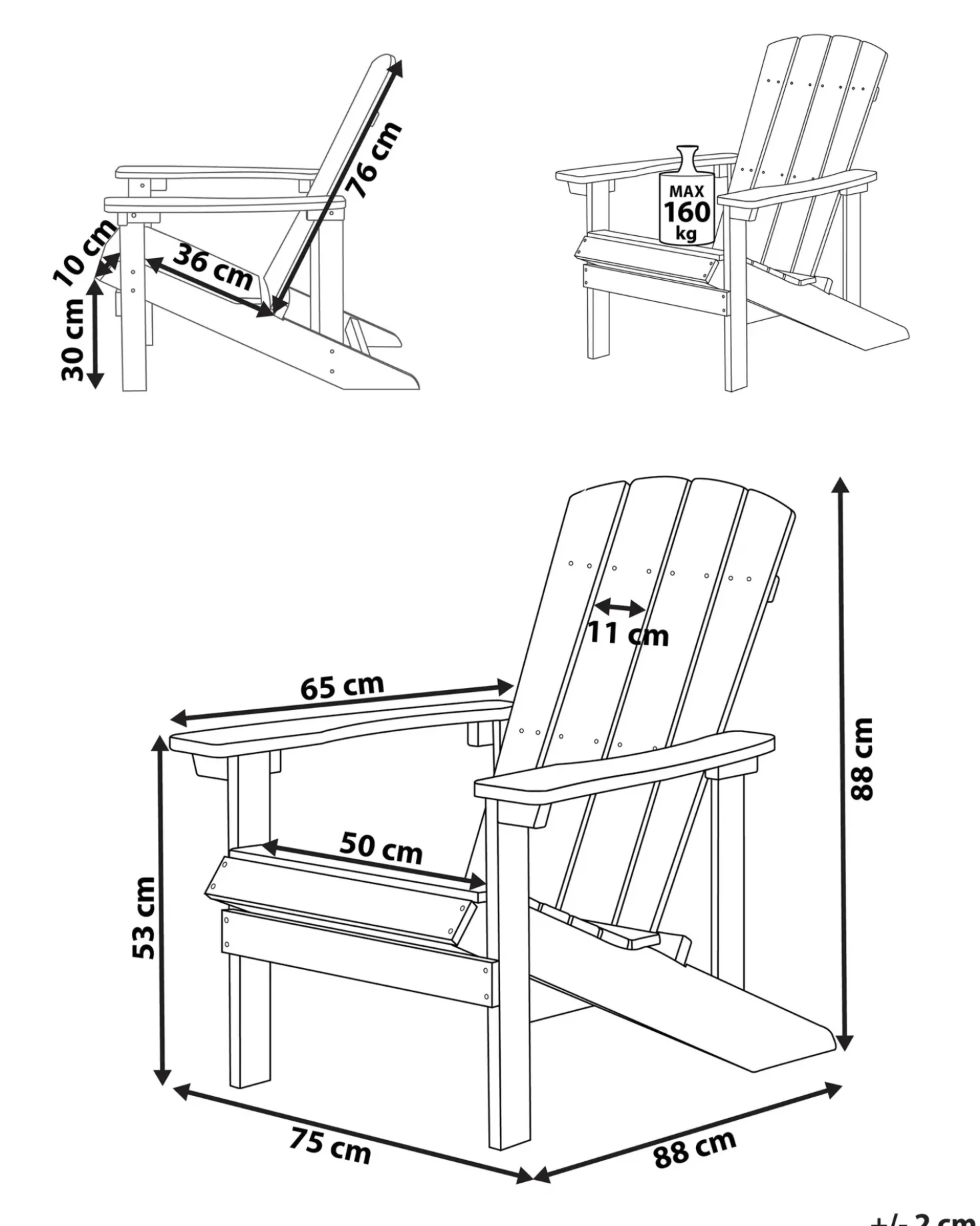 Sedia da giardino ADIRONDACK Grigio scuro