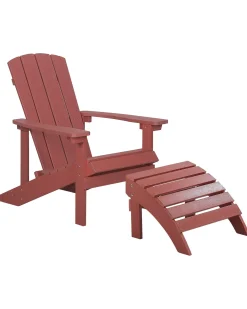 Sedia da giardino ADIRONDACK con poggiapiedi Rosso