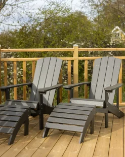 Sedia da giardino ADIRONDACK con poggiapiedi Grigio scuro