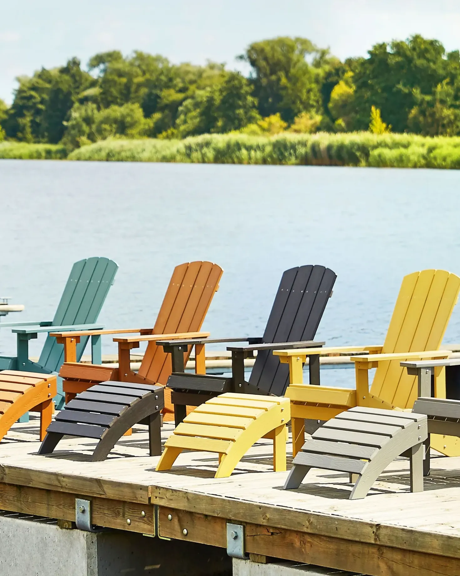 Sedia da giardino ADIRONDACK con poggiapiedi Grigio scuro