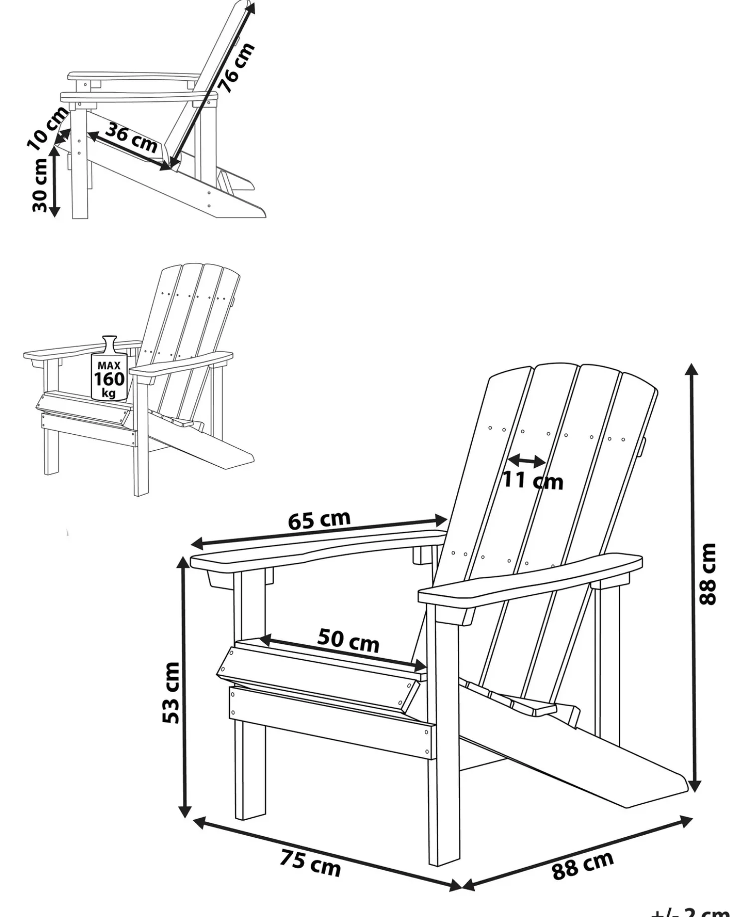 Sedia da giardino ADIRONDACK Verde chiaro