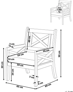 Sedia da giardino BALTIC Legno d'acacia Blu marino