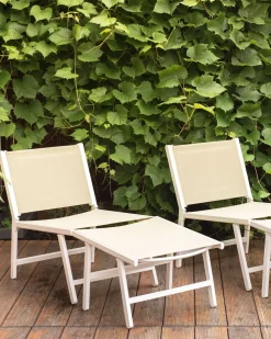 Sedia da giardino MARCEDDI con poggiapiedi Metallo Bianco/Beige