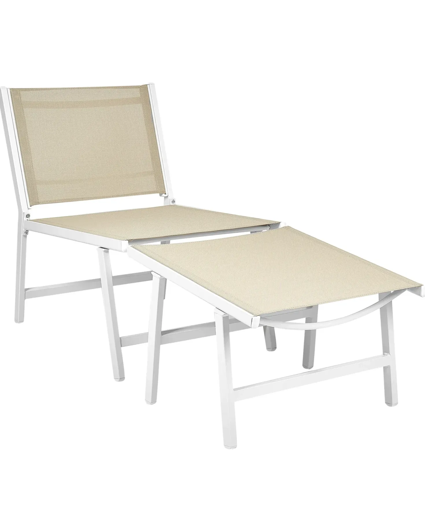 Sedia da giardino MARCEDDI con poggiapiedi Metallo Bianco/Beige