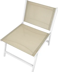 Sedia da giardino MARCEDDI con poggiapiedi Metallo Bianco/Beige