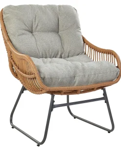 Sedia da giardino MESTRE con poggiapiedi Rattan sintetico (PE) Naturale