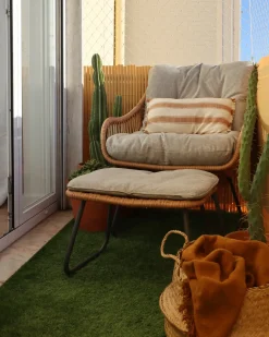 Sedia da giardino MESTRE con poggiapiedi Rattan sintetico (PE) Naturale