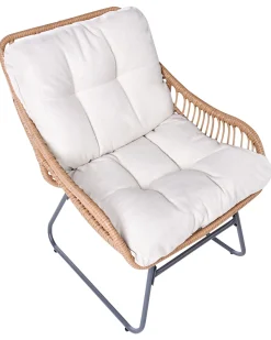 Sedia da giardino MESTRE con poggiapiedi Rattan sintetico (PE) Beige chiaro