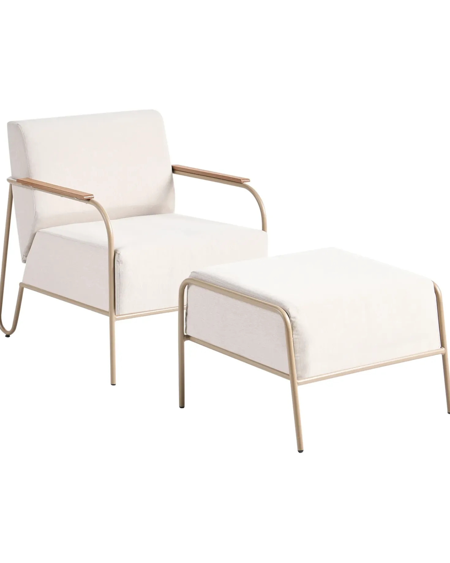 Sedia da giardino NIMIS con ottomana Beige chiaro