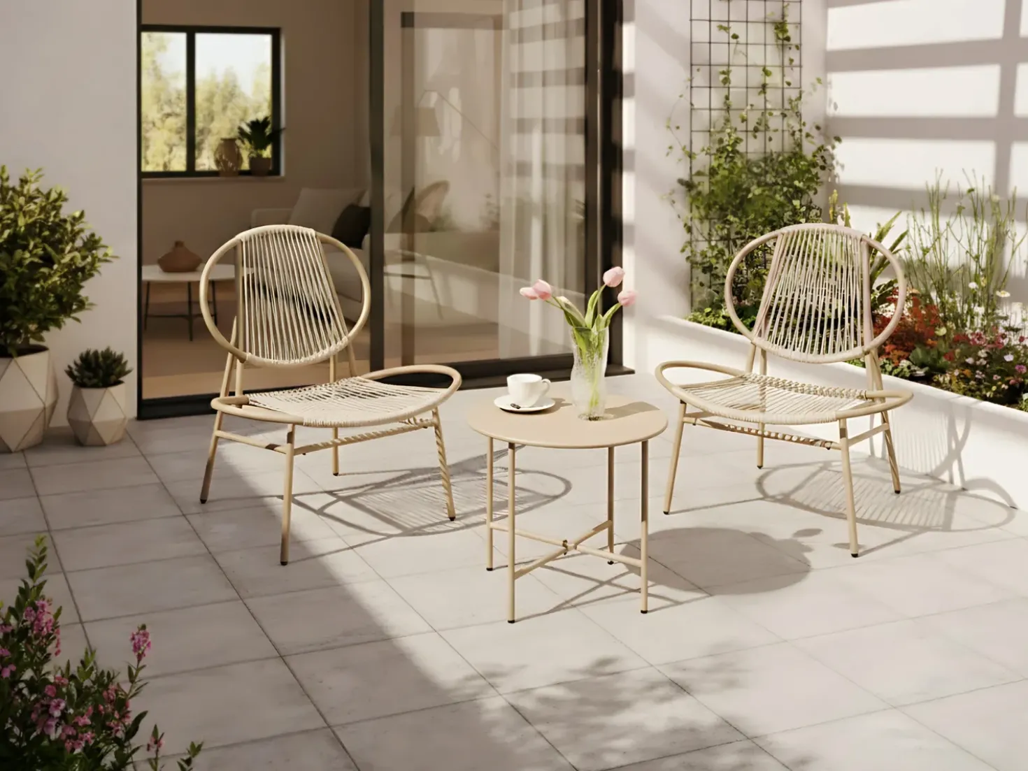 Sedia da giardino OVARO Rattan sintetico (PE) Beige