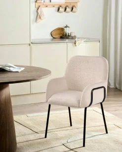 Sedia da pranzo ALGONA Bouclé Beige chiaro
