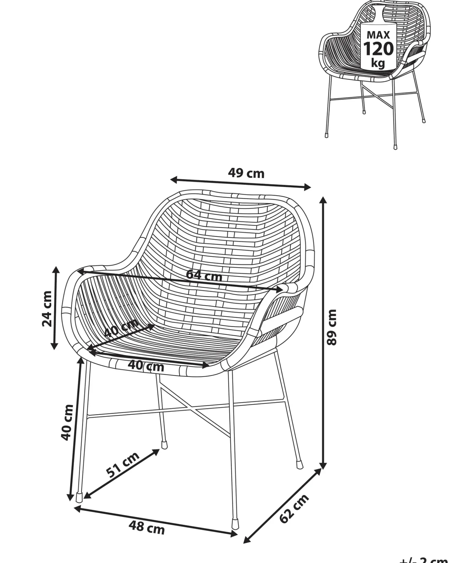 Sedia da pranzo CANORA Rattan Nero