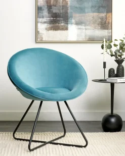 Sedia da pranzo FLOBY II Velluto Azzurro