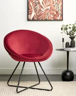 Sedia da pranzo FLOBY II Velluto Rosso