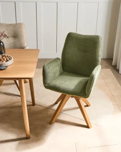Sedia da pranzo MOKENA Lino sintetico Verde