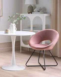 Sedia da pranzo RACHEL Velluto Rosa