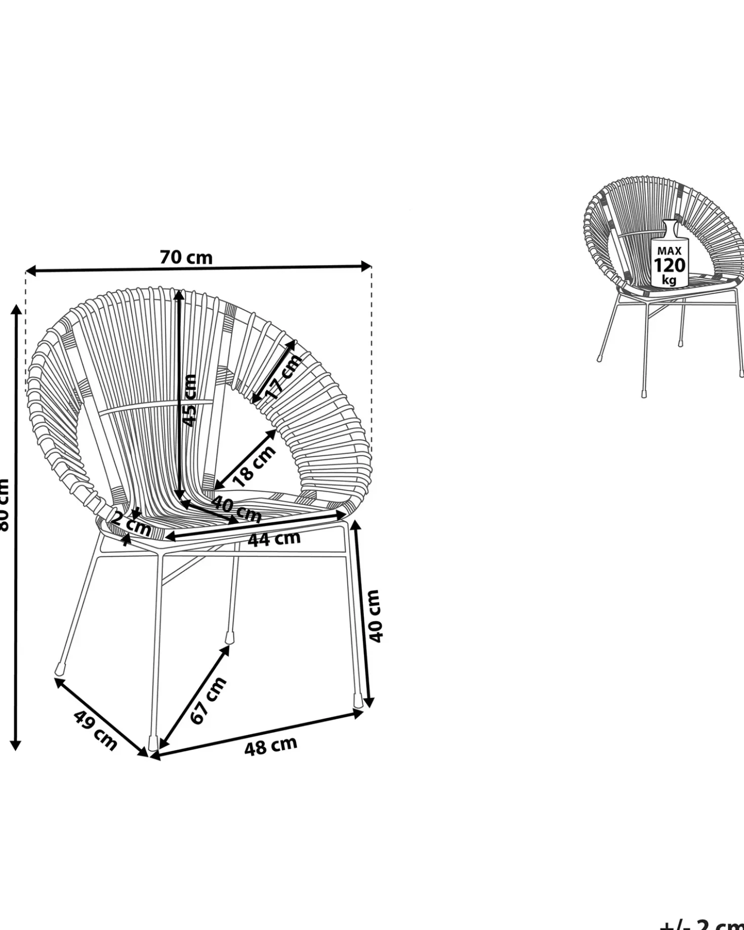 Sedia da pranzo SARITA Rattan Nero