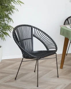 Sedia da pranzo SARITA Rattan Nero