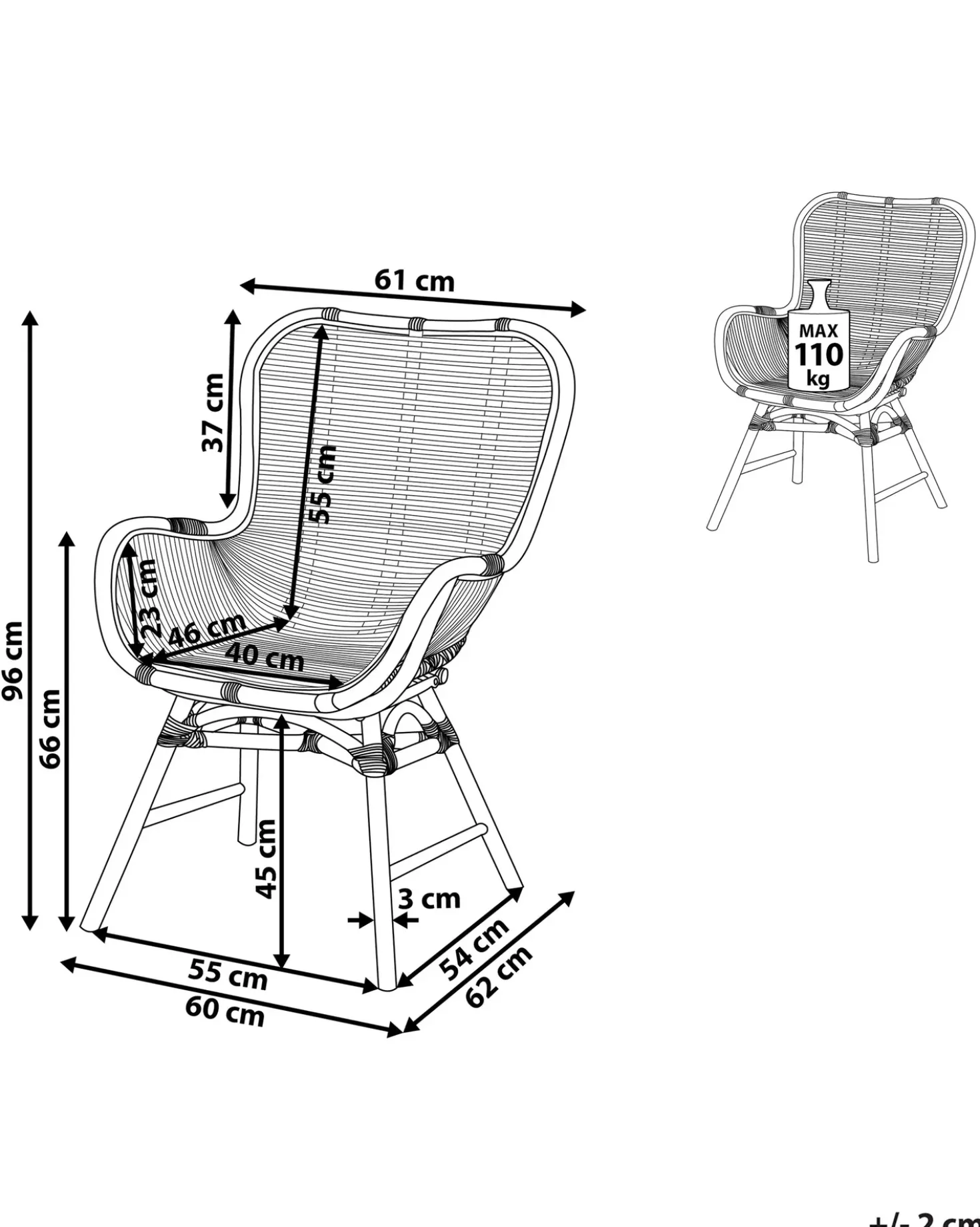 Sedia da pranzo TOGO Rattan Naturale