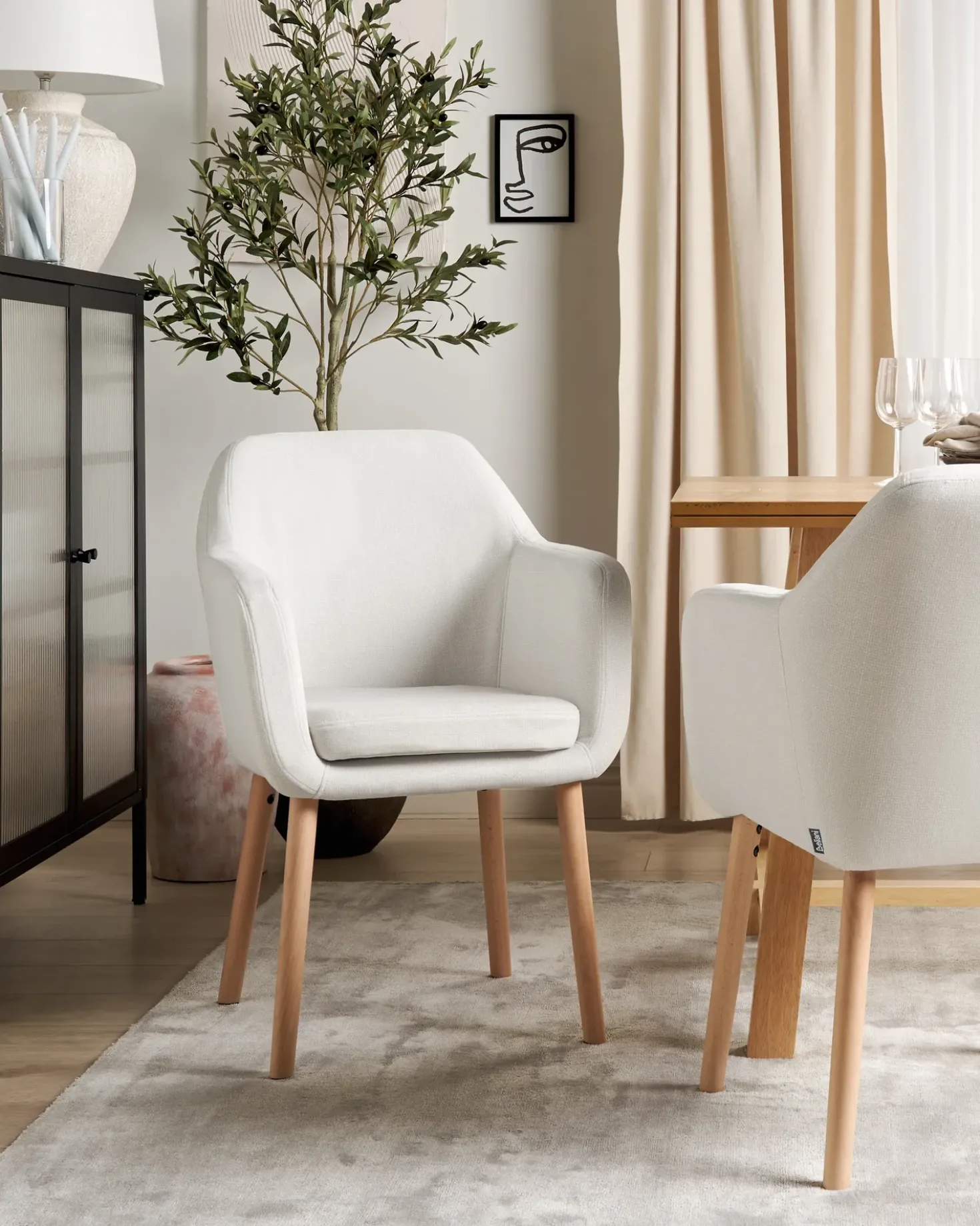 Sedia da pranzo YORKVILLE II Velluto Bianco sporco